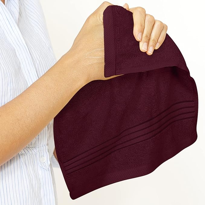 Utopia Towels - Luxury Wash Cloths Set (12 x 12 Inches) 600 GSM 100% Cotton Ring Spun, Highly Absorbent and Soft Feel Washcloths for Bathroom, Spa, Gym, and Face Towel (Burgundy) (216 Pack)