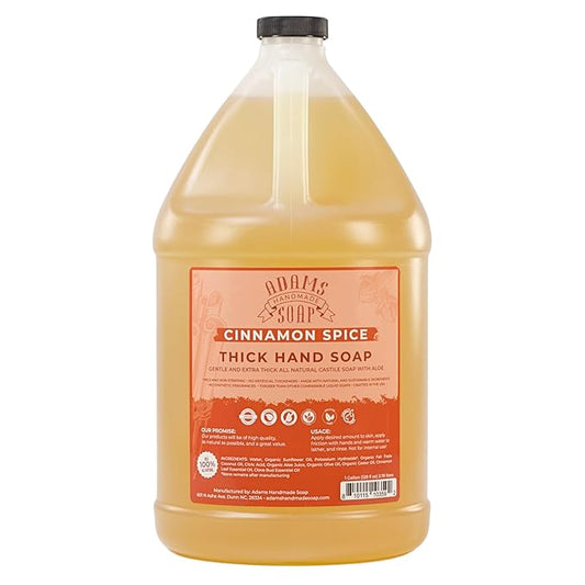 Adams Handmade Soap Thick Organic Castile Liquid Hand Soap 1 Gallon Refill - Cinnamon Spice