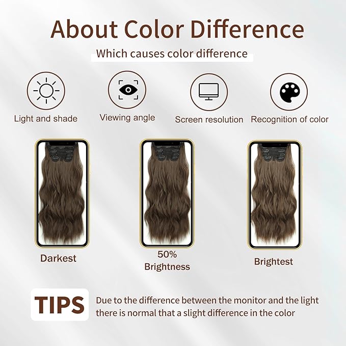 Clip in Hair Extensions for Women - 20 Inch Long Wavy Brown Extensions, 6PCS Chestnut Hairpieces that Blend Naturally with Your Real Hair (20 Inch, Chestnut)