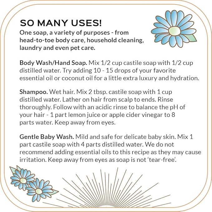 Quinn's Pure Castile Organic Unscented Liquid Soap 32 oz Pure Castile Organic Peppermint Liquid Soap 32 oz