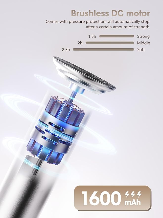 Electric Feet Callus Remover - 2 in 1 Cordless Electric Foot File Nail Grinder,Electric Callus Remover for Feet with 3 Modes,Dry Skin Remover for Feet (Silver)