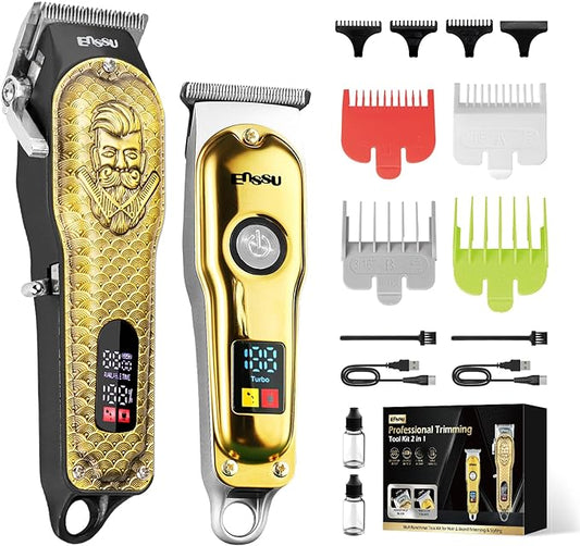 ENSSU Professional Hair Clippers for Men, Cordless Barber Clippers and Trimmers Set, Men's Hair Clippers for Hair Cutting with LED Display, Men's Grooming Kit