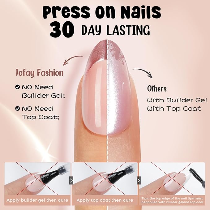 Chrome French Tip Press on Nails - Almond Press on Nails Short, French Nails Soft Gel Nails False Nail, Stick On Nails in 16 Sizes -160PCS Soft Gel Fake Nails Kit for Valentines Day Gift