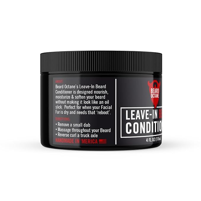 Beard Octane: Neutral Leave In Beard Conditioner w/Argan & Aloe Vera - 4 oz - Unscented - Soften & Moisturize Damaged Beards - Made in USA