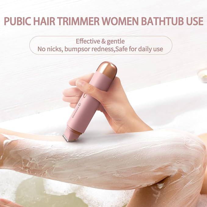 Bikini Shaver Trimmer for Women, Ladies Electric Hair Removal Kit USB Rechargeable Waterproof Facial and Body Epilator Pink