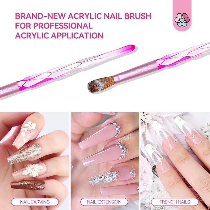 Saviland Acrylic Nail Kit with Nail Drill & 5pcs Acrylic Nail Brush Set