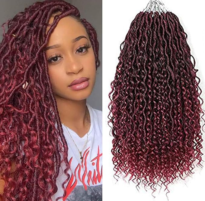 Aipin Goddess Locs Crochet Hair 14 Inch Boho River Locs Hippie Locs Wavy Crochet With Curly Hair In Middle And Ends Braids Hair Extensions (7Packs,14 inch, TBUG)