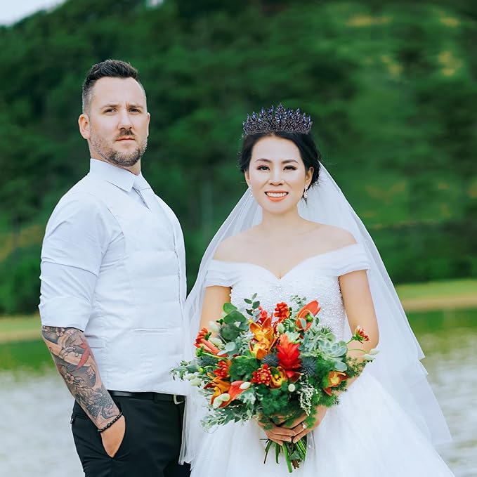 LIMELIA Women's Tiara for Henna Wedding Party|Glitter Hair Accessories for Bridal Birthday Pageant Prom Halloween Cos-play Christmas Party|Danver-Navy Blue