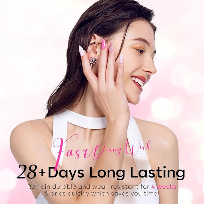 modelones Pink Glitter Gel Nail Polish Set, 6 Colors Hot Pink Tones Sparkle Pink Shades Shimmer Cat Eye for Women Girl Nail Lovers Gift Salon DIY Nail Art Gel Nail Kit