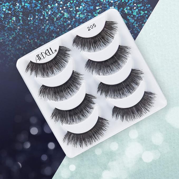 Ardell False Eyelashes Double Up 205 - Black, Dramatic Volume & Length Strip Lashes, Reusable Fake Lashes, 4 Pack