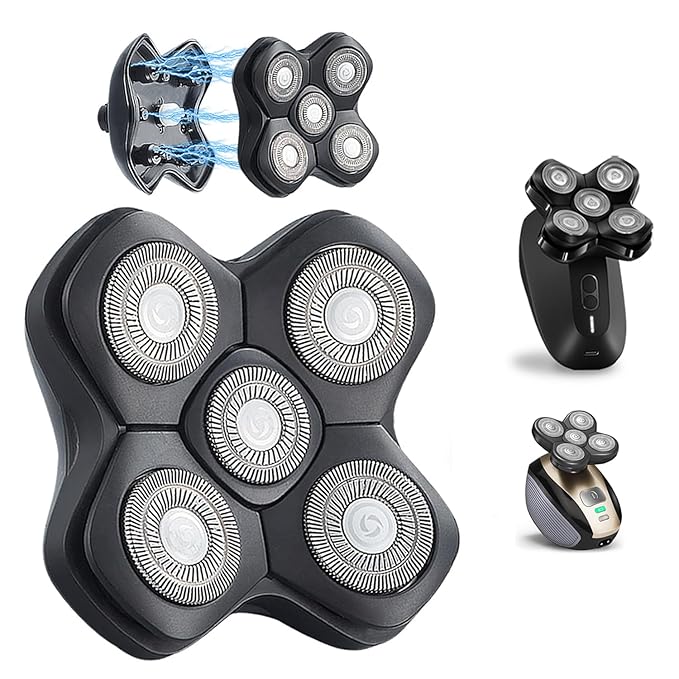 Universal 5 Blades Magnetic Head Shaver Replacement Blades Compatible with MANSCAPED The Dome Shaver 5 Blade Head Shaver Replacement Heads