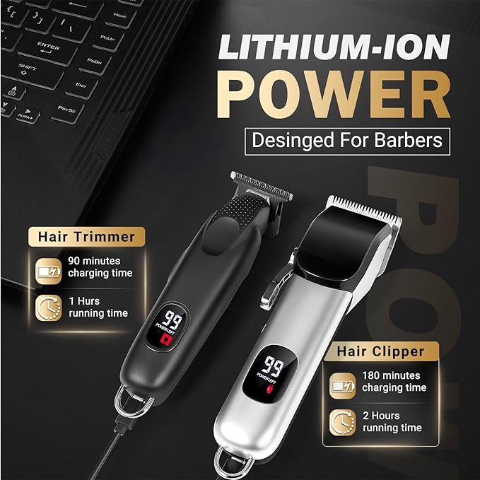 Hair Clippers for Men, Professional Clippers and Trimmers Set for Hair Cutting Kit with Led Display, Mens Cordless Hair Clippers for Barbers Haircut Kit,Rechargeable Electric Shaver.