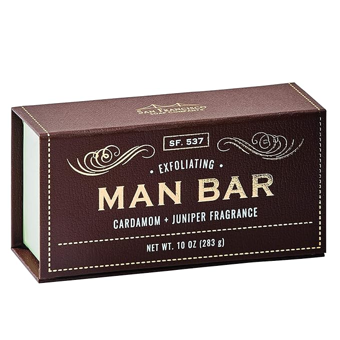 San Francisco Soap Company Man Bar Set of 3 10 oz. Soap Bars (Cardamom+Juniper, Midnight Amber, Exotic Musk + Sandalwood)