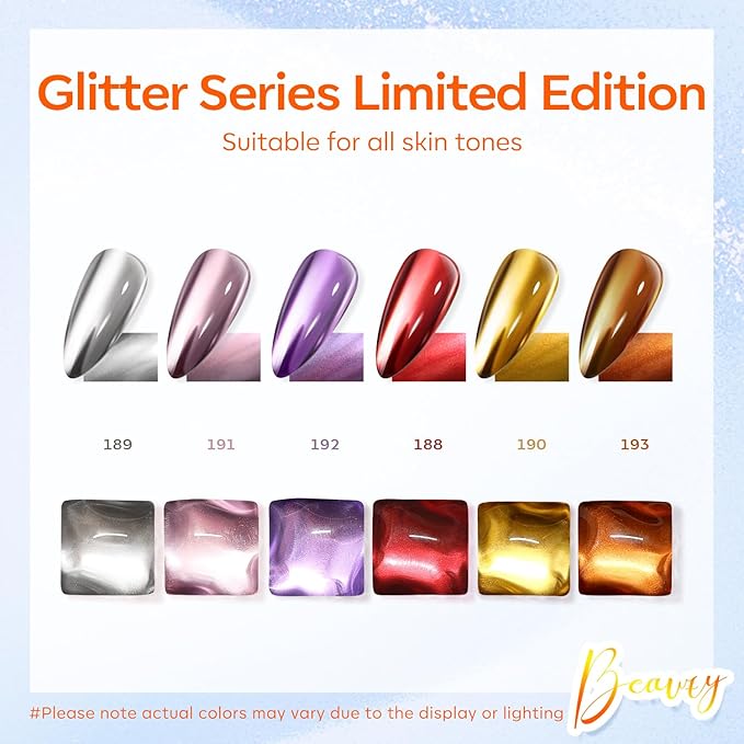 modelones Nail Polish Set 6 Colors, Metallic Mirror Red Pink Gold Silver Purple Chrome Mini Nail Lacquer Kit, Holographic Quick Dry Home DIY Manicure Nail Art Holiday Xmas Gift for Women Girls Party