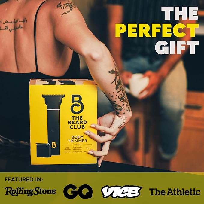 The Beard Club Body Hair Trimmer for Men, Pubic Hair Trimmer for Men & Ball Trimmer - Mens Body Shaver, Ceramic Blade Ball Shaver & Manscaper - Rechargable, Electic, Waterproof Wet or Dry Clippers