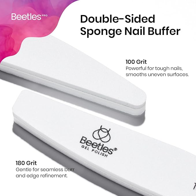 Beetles Nail File Nail Buffer, 52 pcs Sponge File and Buffers for Natural Nails, Double Sides Emery Boards for Nails, Nail Buffer and Shine Kit Nail Filer, 100/180 Grit Nail Files Fingernail Files