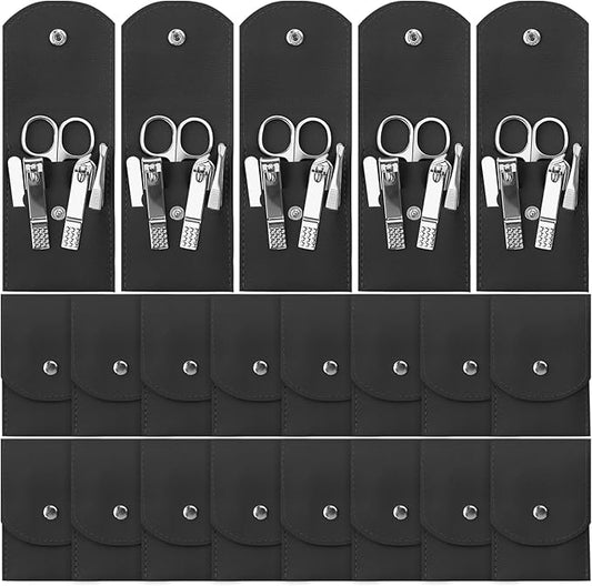 Manicure Set Bulk, Nail Clippers Kit Stainless Steel Fingernail Clippers Set, Sturdy Nail Tip Cutter Trimmers Professional Grooming Toenail Clippers Personal Pedicure Kits Gift Black (24 Pack 7 in 1)