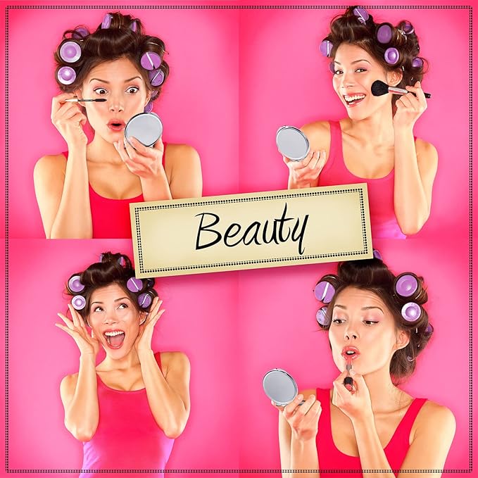 Yalikop 8 Pcs Portable Folding Compact Mirror Bulk with 1X 2X Magnification Double Sided Mini Travel Makeup Mirror for Women Bridesmaid Gifts(Silver)