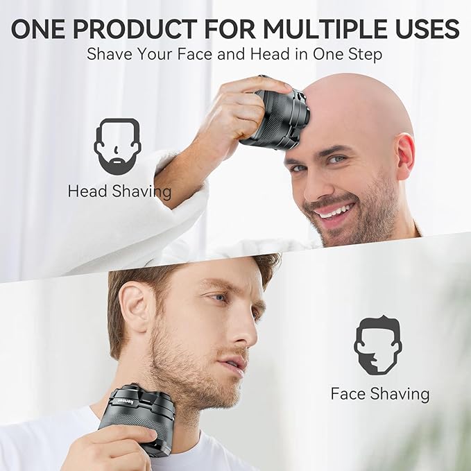 Head Shavers for Bald Men - kensen 6D Cordless Electric Razor, Waterproof Skull Shaver for Wet/Dry Use, LED Display, Type-C Charging, Close Shave - Easy to Clean, Perfect for Bald Heads and Face