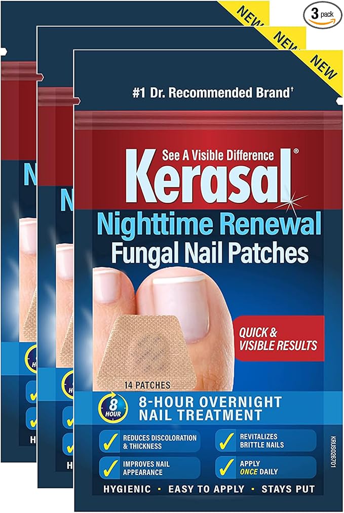 Kerasal Nighttime Renewal Fungal Nail Patches - 14 Patch 3 Pack - Overnight Nail Repair for Nail Fungus Damage, 8-Hour Nail Treatment Restores Healthy Appearance