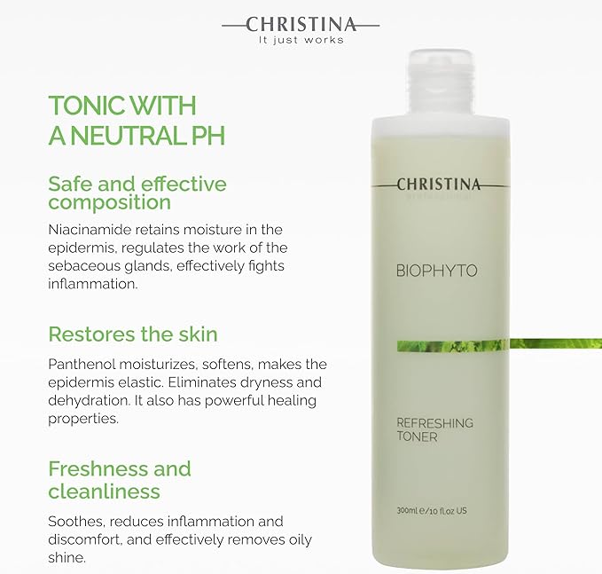 Christina Bio Phyto Facial Toner | Gentle Cleansing Toner for Face | Eye Area Friendly Facewash | Optimal Consumption Packaging | Skin Regeneration, Irritation Relief, and Moisturization 300ml