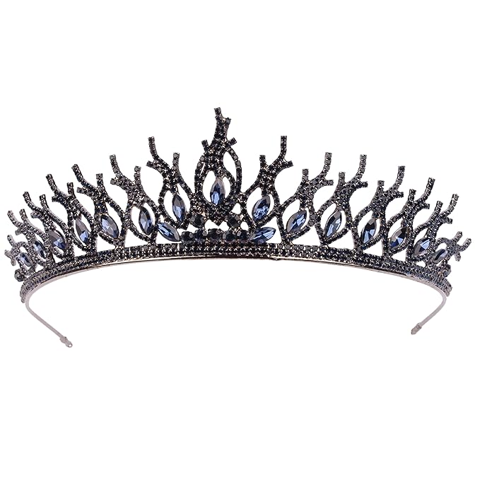 LIMELIA Women's Tiara for Henna Wedding Party|Glitter Hair Accessories for Bridal Birthday Pageant Prom Halloween Cos-play Christmas Party|Tulip-Navy Blue