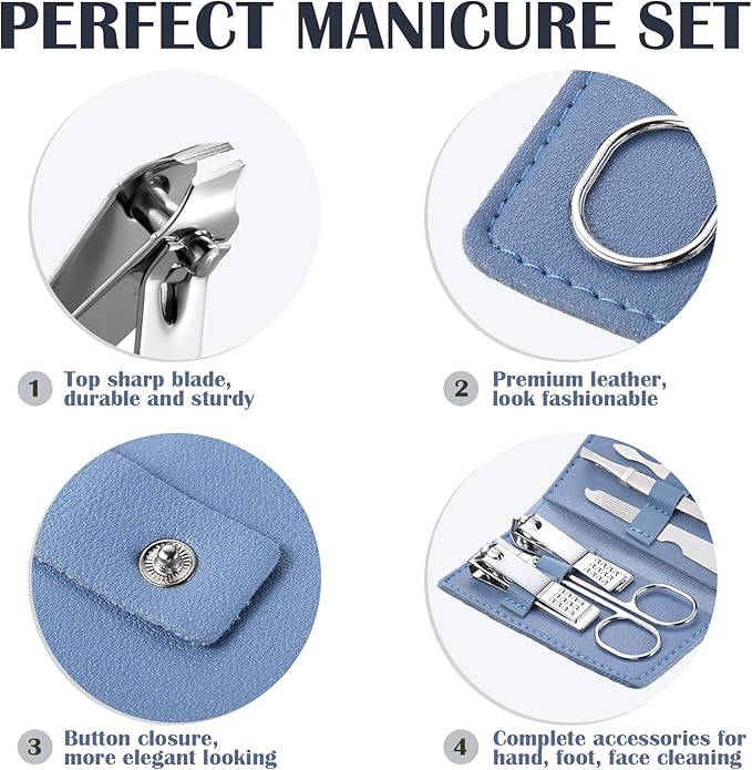 WILLBOND 12 Sets Manicure Set Nail Clippers Pedicure Kit 7 in 1 Stainless Steel Professional Pedicure Set Grooming Kits Nail Care Tools with Travel Case Multi Color(Morandi Colors)