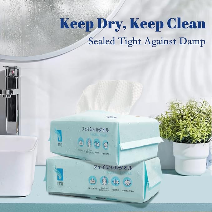 ITO Disposable Face Towel, 60 Count Ultra-Soft 1-Second Quick-Dry Face Towels, Gentle for Sensitive Dry Oily Skin, Facial Towels for Daily Cleansing Makeup Removal (3 Packs)