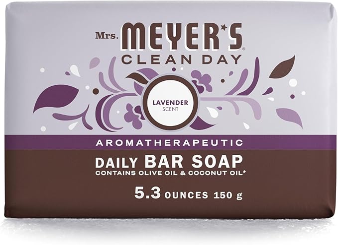 MRS. MEYER'S CLEAN DAY Bar Soap, Use as Body Wash or Hand Soap, Made with Essential Oils, Lavender, 5.3 oz, 1 Bar
