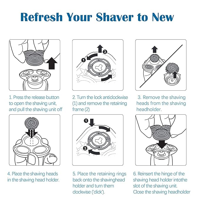 SH50/52 Replacement Blades Compatible with Noreclo Series 5000 Razors, Series 5000 SH50 Replacement Shaving Heads Blade for Electric Razor Series 5000 (S5xxx) ATXX (S5xxx) PTXX (PT8xx, PT7xx)