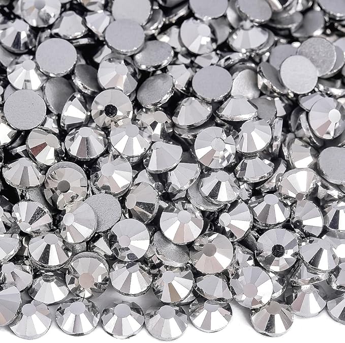 Blinginbox Flatback Rhinestones Bulk,14400pcs Crystal Round Loose Gemstones Glass Rhinestones for Crafts Makeup Nail Art Clothes Shoes DIY Decorations(SS10,2.7-2.9mm,Mine Silver)