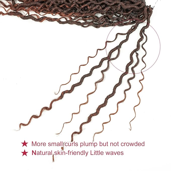 Aipin Faux Goddess Locs Crochet Hair 18 Inch Boho River Locs Hippie Locs Wavy Crochet With Curly Hair In Middle And Ends Braids Hair Extensions (7Packs,18 inch, T350)