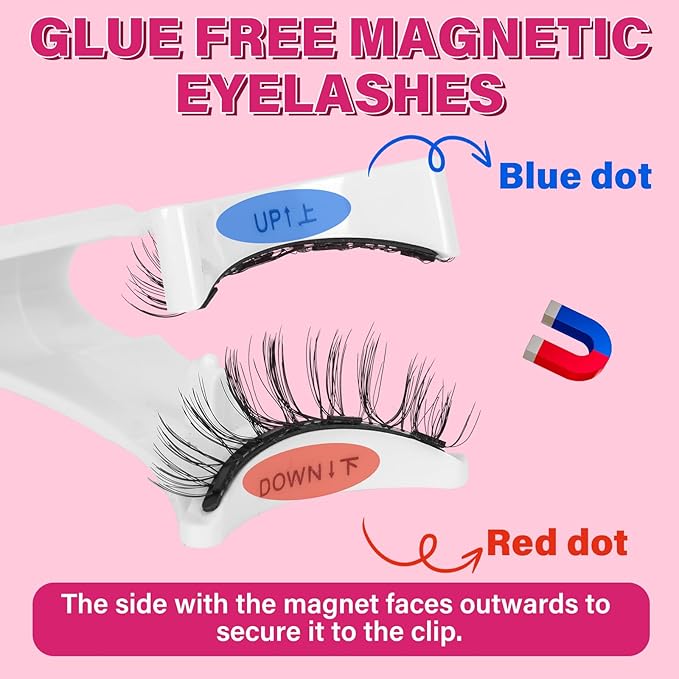 4Pcs Magnets Per Piece Magnetic Eyelashes With Applicator Long Lasting And Reusable Magnetic Lashes Kit No Glue Needed False Eyelashes Waterproof,Cruelty Free,Easy To Wear(1pair,Charm)