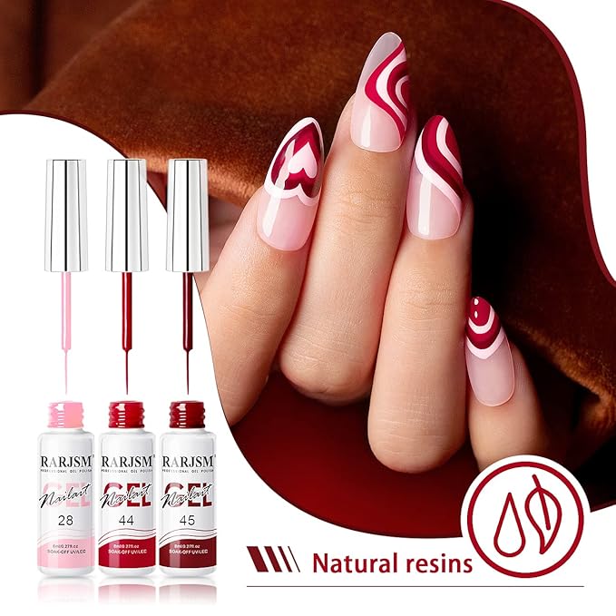 RARJSM Nail Art Gel Liner 24 Color Line Art Painted Gel Nail Polish Set Pink Blue Green Silver Gold Glitter for Nails Painting Drawing Soak Off UV LED Curing Requires Bulid in Thin Nail Art Brush