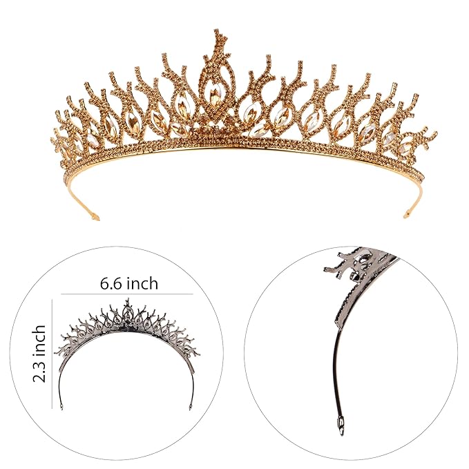 LIMELIA Women's Tiara for Henna Wedding Party|Glitter Hair Accessories for Bridal Birthday Pageant Prom Halloween Cos-play Christmas Party|Tulip-Honey