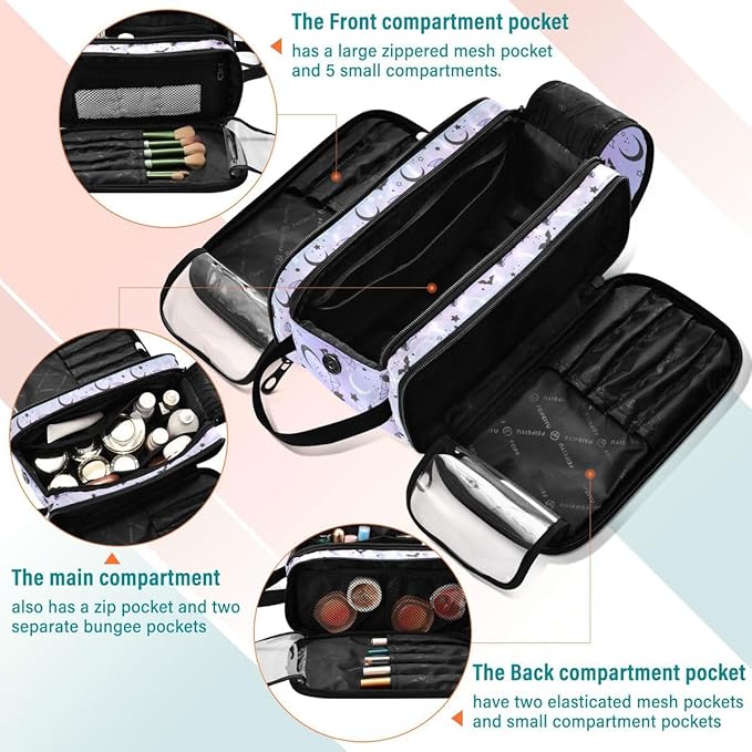 MNSRUU Starry Sky Makeup Bag - Large Capacity Travel Toiletry Bag with Cosmetic Organizer