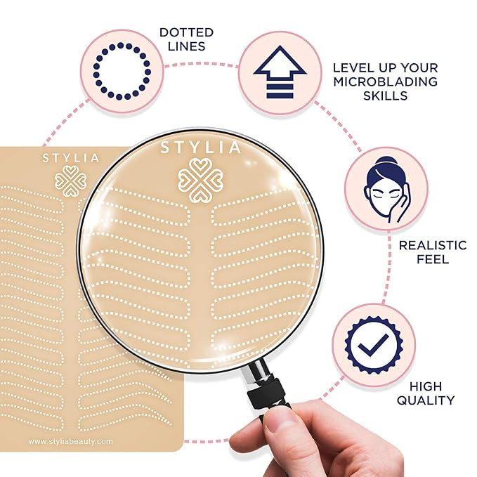 Bundle of Microblading Supplies 6 Piece Inkless Double Sided Practice Skin For Eyebrow Tattoos and 12 Piece Waterproof Eyebrow Pencil, Mapping Pencil Set To Practice Brow Micro-Blading And Needling