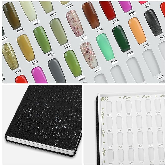 120 Nail Color Chart Display Book, Plastic Nail Swatches Nail Gel Color Card with 240PCS Natural Colours Replacement Nails Nail Art for Nail Salons, DIY Nail Art at Home (Black)