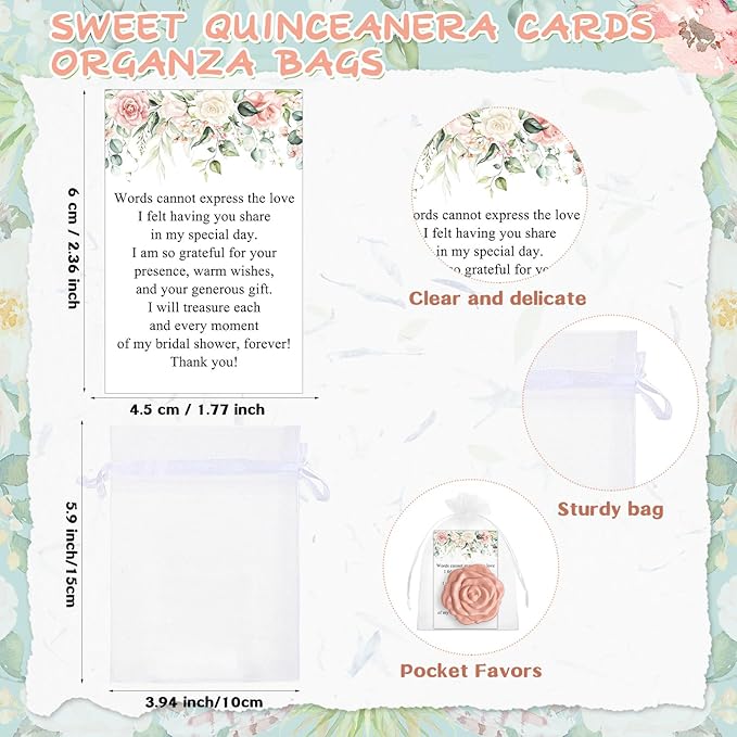 30 Sets Bridal Shower Party Favors for Guests Small Rose Compact Mirror Bulk Wedding Favors Thank You Cards and Organza Bags Wedding Party Guests Souvenir Gift (Pink Champagne)