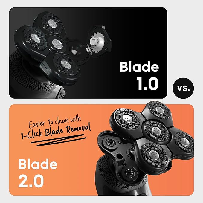 Groomie BaldiePro Cordless Bald Head Shavers for Men, Blade Refill 2.0 - Waterproof Head Shavers Replacement Head - Electric Hair Shaver & Head Razor for Bald Men, Men's Rotary Shaver for Smooth Shave