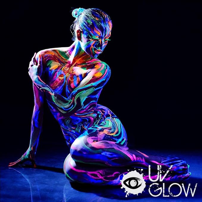 Blacklight Face and Body Paint 1.7oz - Set of 8 Tubes - Neon Fluorescent