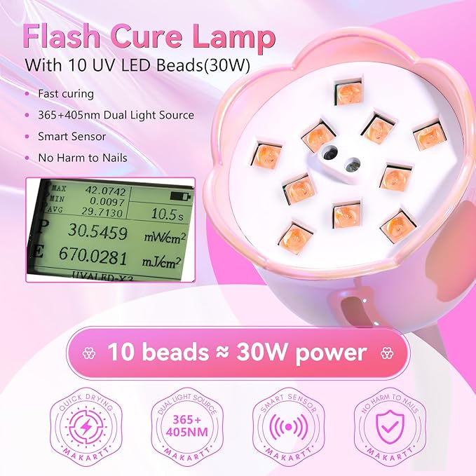 Makartt UV LED Nail Lamp - Mini UV Light for Gel Nails Polish Fast Curing Goosenecks Lamp 30W Rechargeable LED Nail Light Nail Dryer with 4 Timers & Auto Sensor for Salon Home DIY Use