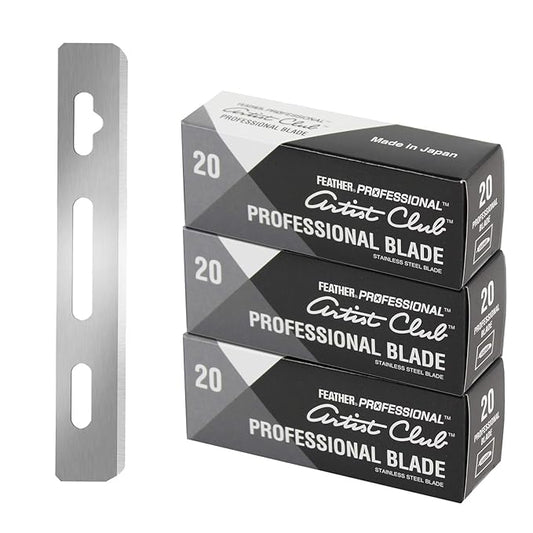 Feather Artist Club Professional Razor Blades - (3 Pack of 20) - Single Straight Edge Razor Blade Refills for Shaving - For Men & Barbers