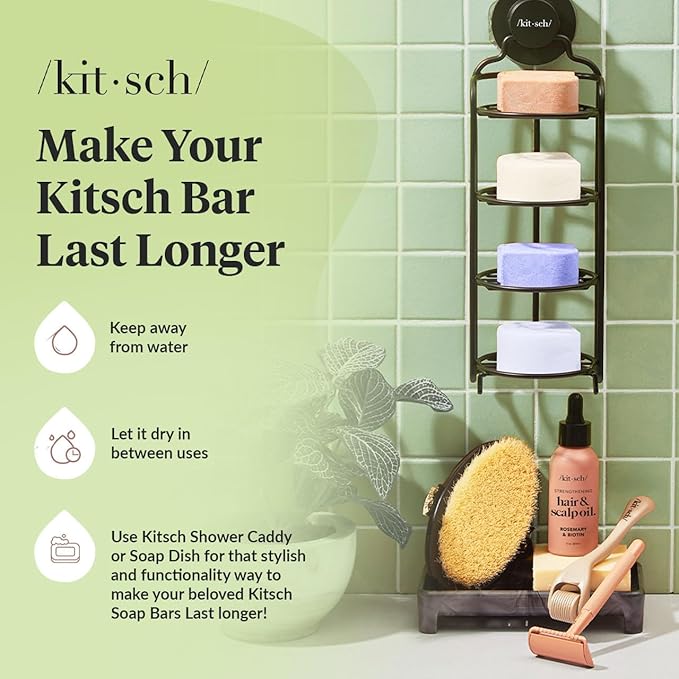 Kitsch Tea Tree & Mint Shampoo and Conditioner Bar Set, Hair Color Safe, Zero Waste, Vegan, Eco Friendly, Made in US, For All Hair Types, Paraben Free & Sulfate Free - 2pcs