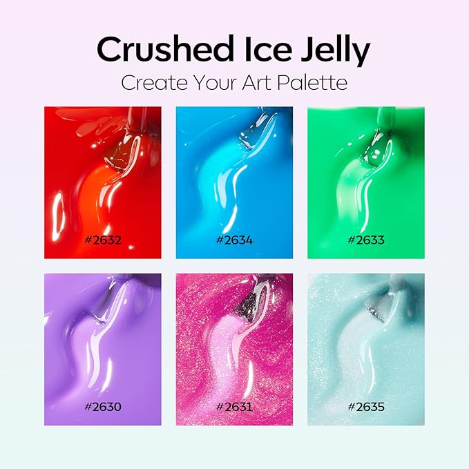 modelones Jelly Gel Nail Polish, 6 Colors Summer Gel Polish Rainbow Neon Red Blue Green Pink Purple Nail Art Design Translucent Soak Off Manicure Salon DIY Girls Women Gift