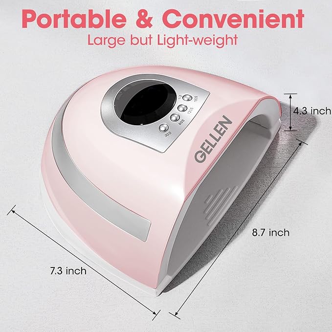 Gellen 268W UV Light for Nails - Professional Fast Curing Lamp with 4 Timers, 66 LED Beads - Dryer for Gel and Acrylic Nails