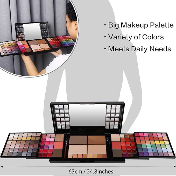 All in One Makeup Kit, Makeup Kit for Women Full Kit, Make Up Valentine's Gift Set for Teen Girls- Eyeshadow Palette,Lip Gloss,Concealer,Highlighter,Blush,Eyeliner,Brow Powder & Contour