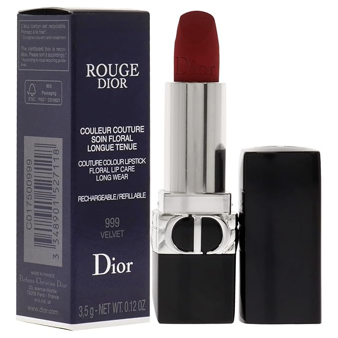 Dior Christian Rouge Couture Lipstick - 999 Velvet Lipstick (Refillable) Women 0.12 oz