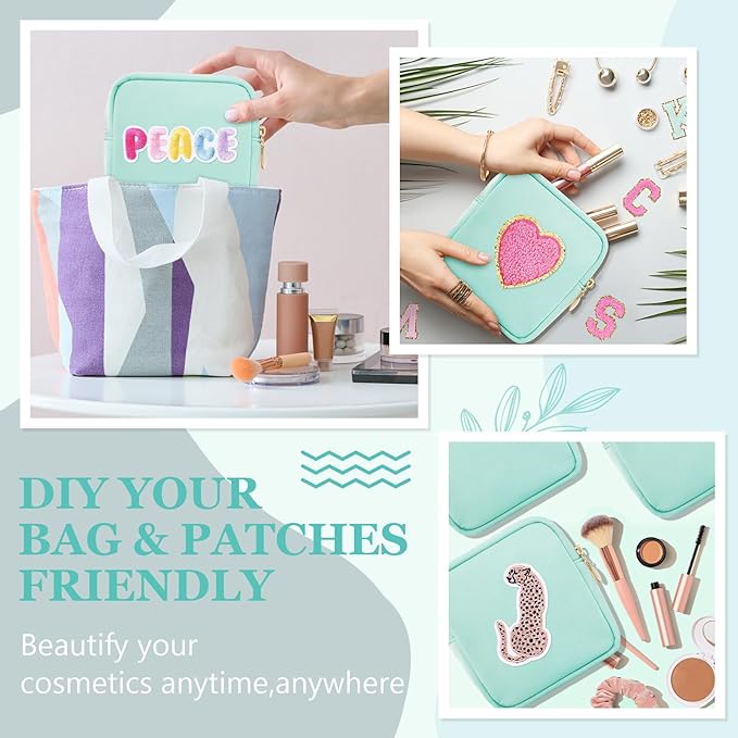 16 Pcs Mini Makeup Bags Bulk Nylon Cosmetic Bags Pouch for Purse Travel Bag Pouch Toiletry Organizer Pouches Bag for Women, Small Zipper Pouch Preppy Coin Purse for Custom Valentines Gifts