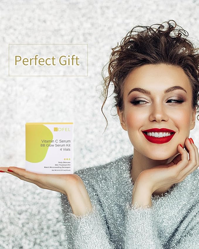 Vitamin C Serum for Face Hyaluronic Acid Serum Anti Aging Moisturizer 0.35 oz 4 Vials Facial Serums BB Glow Starter Kit (4pc new vc kit)